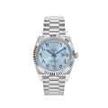 Rolex Day-Date Blue Dial Arabic Numeral with Fluted Bezel White Gold Style Automatic Watch / AAA Grade