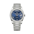 Rolex Day-Date Blue Dial Roman Numeral with Diamond Bezel White Gold Style Automatic Watch / AAA Grade