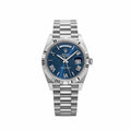 Rolex Day-Date Blue Dial Roman Numeral with Fluted Bezel White Gold Style Automatic Watch / AAA Grade