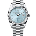 Rolex Day-Date Blue Dial with Fluted Bezel Platinum Style Automatic Watch / AAA Grade