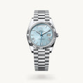 Rolex Day-Date Blue Roman Dial with Fluted Bezel Platinum Style Automatic Watch / AAA Grade