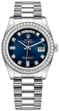 Rolex Day-Date Blue Diamond Dial with Diamond Bezel White Gold Style Automatic Watch / AAA Grade
