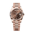 Rolex Day-Date Chocolate Dial Roman Numeral with Fluted Bezel Everose Gold Style Automatic Watch / AAA Grade