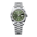 Rolex Day-Date Green Dial Arabic Numeral with Fluted Bezel White Gold Style Automatic Watch / AAA Grade
