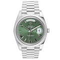 Rolex Day-Date Green Dial Roman Numeral with Fluted Bezel White Gold Style Automatic Watch / AAA Grade