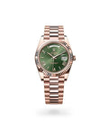 Rolex Day-Date Green Dial Roman Numeral with Fluted Bezel Everose Gold Style Automatic Watch / AAA Grade