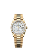 Rolex Day-Date Inspired MOP Dial Diamond-Style Bezel Yellow Gold-Tone Automatic Watch