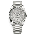 Rolex Day-Date Meteorite Diamond Dial with Fluted Bezel White Gold Style Automatic Watch / AAA Grade