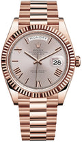 Rolex Day-Date Rose Gold Dial Roman Numeral with Fluted Bezel Everose Gold Style Automatic Watch / AAA Grade