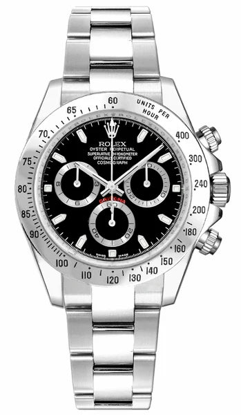 Rolex Daytona Black Dial Steel Bezel Style Automatic Watch / AAA Grade