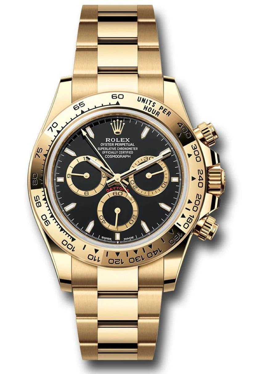 Rolex Daytona Black Dial Yellow Gold Style Automatic Watch / AAA Grade