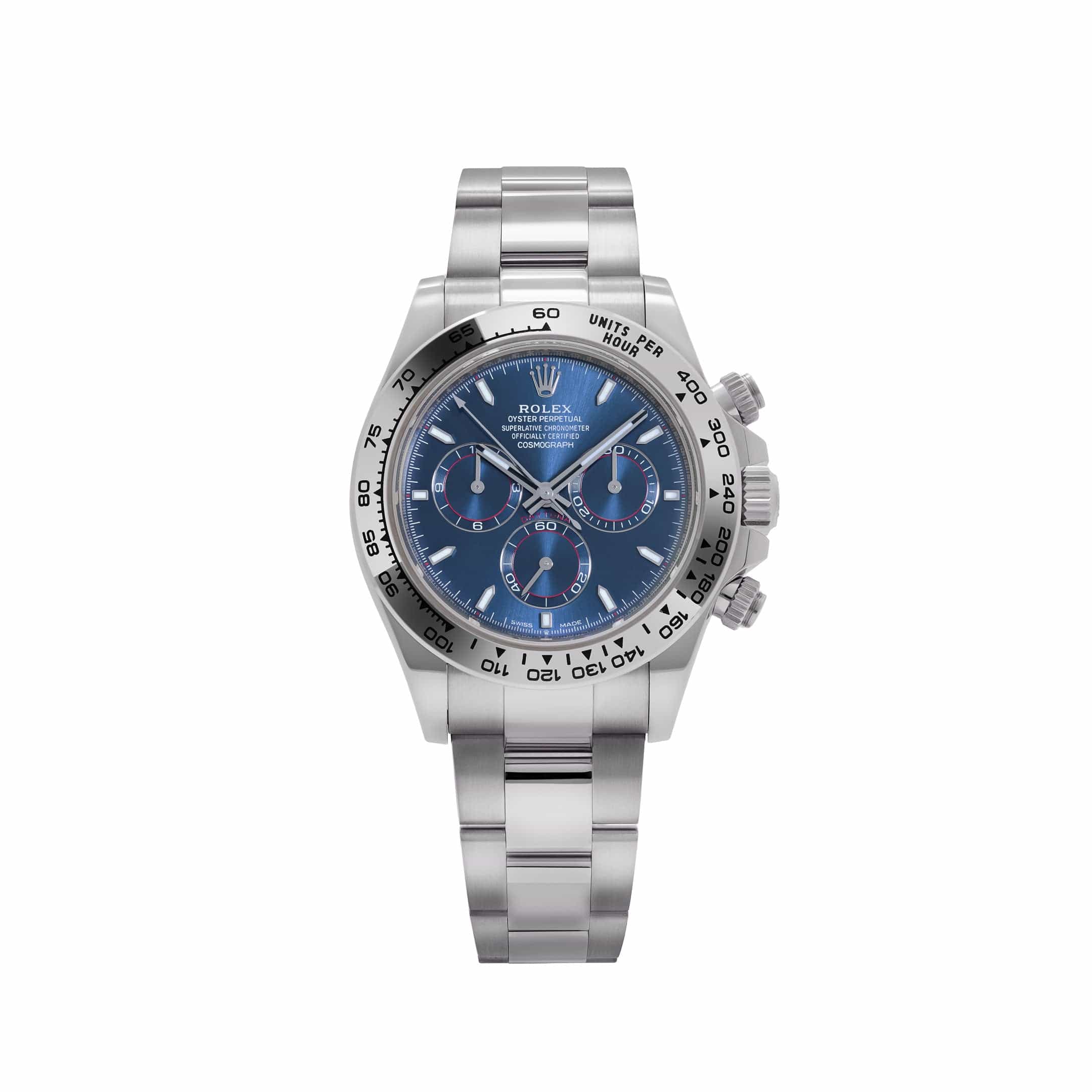 Rolex Daytona Blue Dial White Gold Style Automatic Watch / AAA Grade