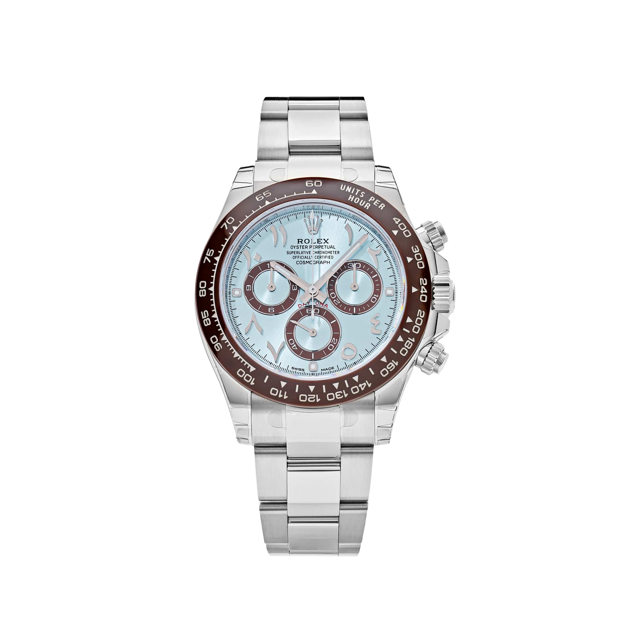 Rolex Daytona Ice Blue Dial Platinum Arabic Markers Style Automatic Watch / AAA Grade