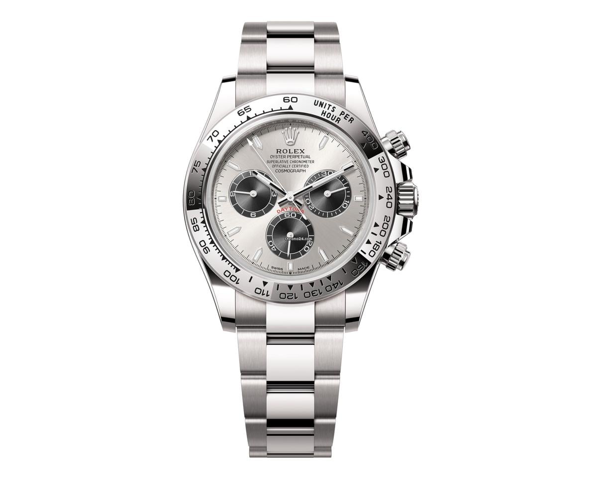 Rolex Daytona Silver and Black Dial White Gold Style Automatic Watch / AAA Grade