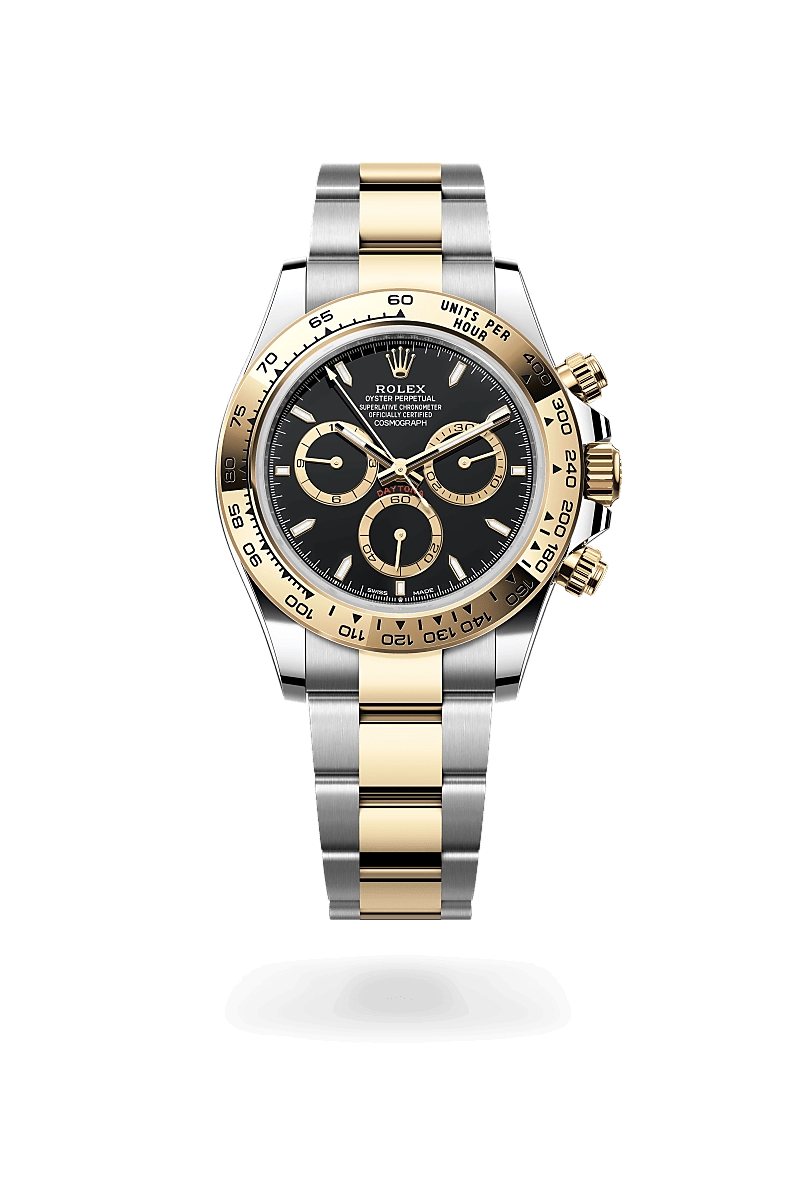 Rolex Daytona Yellow Gold and Black Dial Two Tone Style Automatic Watch / AAA Grade